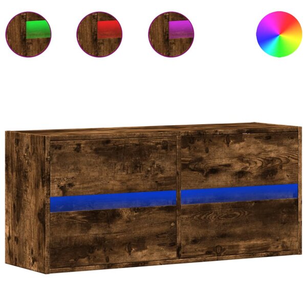 Füstös tölgy színű fali TV-szekrény LED-ekkel 100x31x45 cm
