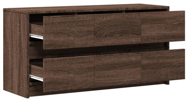 Barna tölgy színű szerelt fa LED-es TV-szekrény 100x34x50 cm