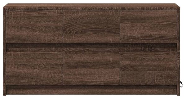 Barna tölgy színű szerelt fa LED-es TV-szekrény 100x34x50 cm