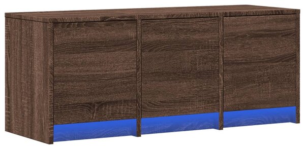 Barna tölgy színű szerelt fa TV-szekrény LED-del 97x34x40 cm