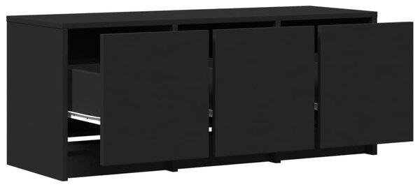 Fekete szerelt fa TV-szekrény LED-ekkel 97 x 34 x 50 cm