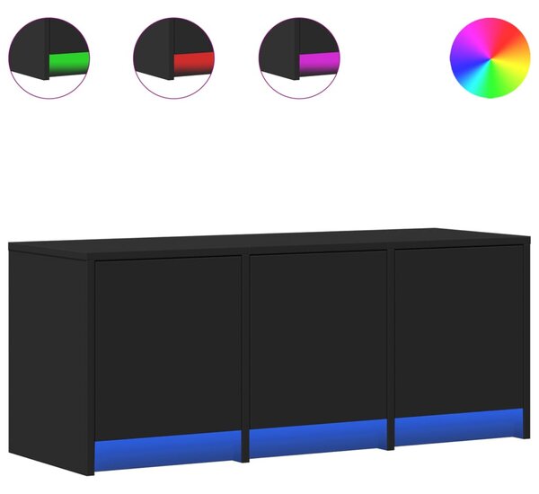 Fekete szerelt fa TV-szekrény LED-ekkel 97 x 34 x 50 cm