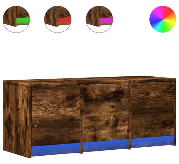 Füstös tölgy színű szerelt fa TV-szekrény LED-del 97x34x40 cm