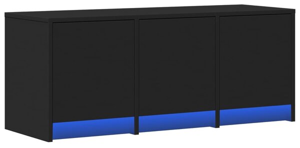 Fekete szerelt fa TV-szekrény LED-ekkel 97 x 34 x 50 cm