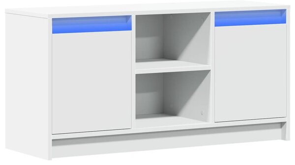 Fehér szerelt fa TV-szekrény LED-ekkel 100 x 34 x 50 cm