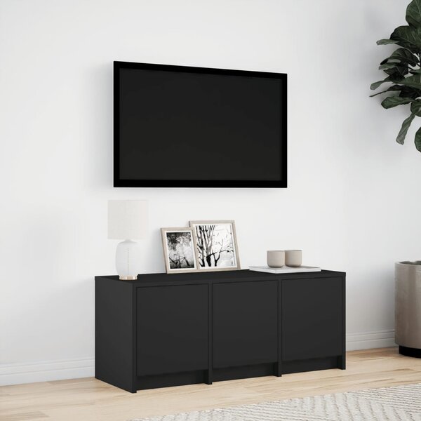 Fekete szerelt fa TV-szekrény LED-ekkel 97 x 34 x 50 cm