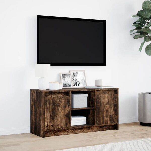 Füstös tölgy színű szerelt fa LED-es TV-szekrény 100x34x50 cm