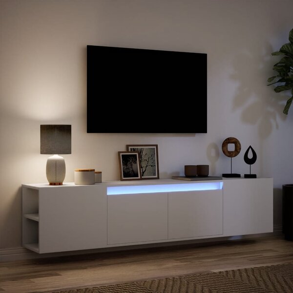 Fehér falra szerelhető TV-szekrény LED-del 180 x 31 x 39,5 cm