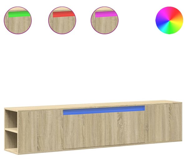 Sonoma tölgy színű fali TV-szekrény LED-del 180 x 31 x 39,5 cm