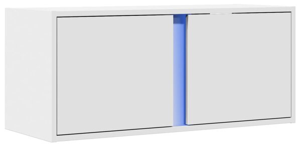 Fehér falra szerelhető TV-szekrény LED-lámpákkal 80x31x35 cm