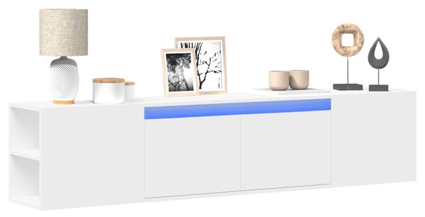 Fehér falra szerelhető TV-szekrény LED-del 180 x 31 x 39,5 cm