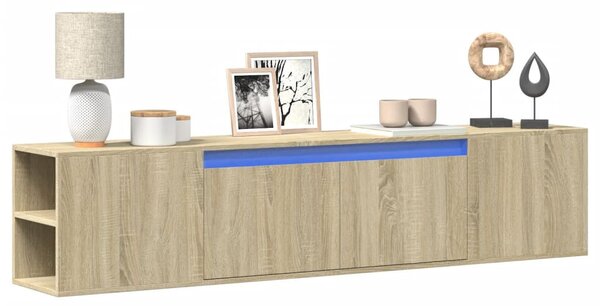 Sonoma tölgy színű fali TV-szekrény LED-del 180 x 31 x 39,5 cm