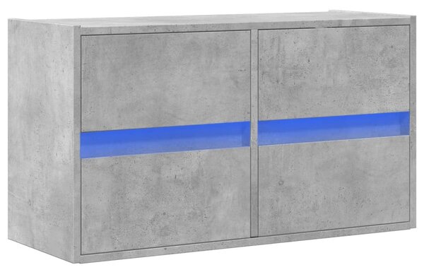 Betonszürke falra szerelhető TV-szekrény LED-del 80x31x45 cm