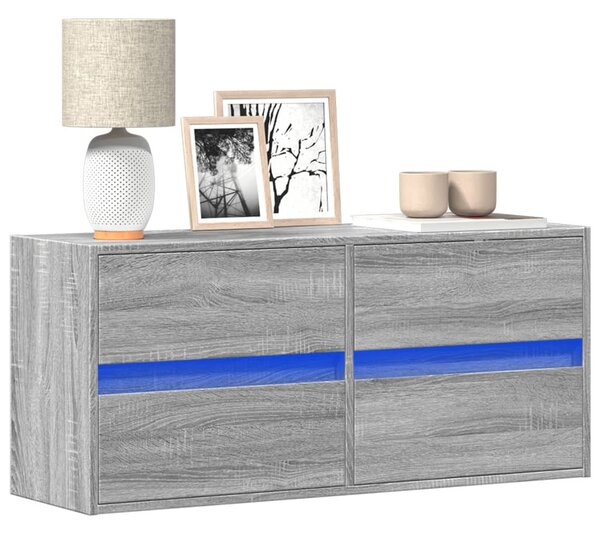 Szürke sonoma színű fali TV-szekrény LED-del 100x31x45 cm