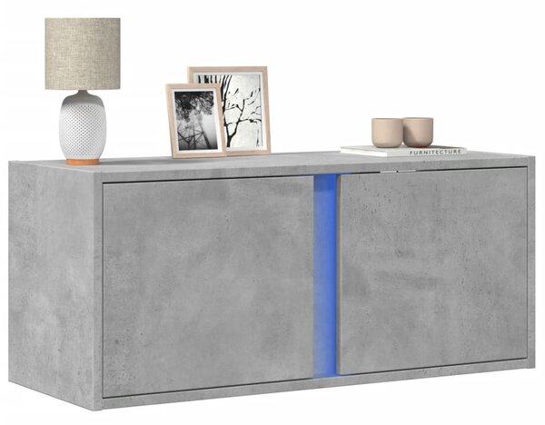 Betonszürke falra szerelhető TV-szekrény LED-del 80x31x35 cm