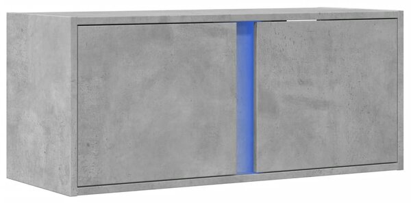 Betonszürke falra szerelhető TV-szekrény LED-del 80x31x35 cm