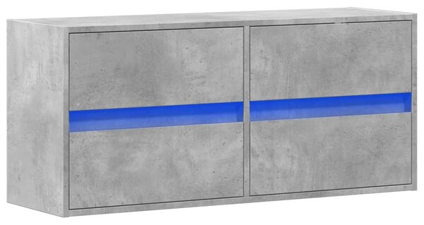 Betonszürke falra szerelhető TV-szekrény LED-del 100x31x45 cm