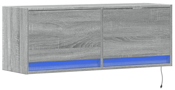Szürke sonoma színű fali TV-szekrény LED-ekkel 100 x 31 x 35 cm