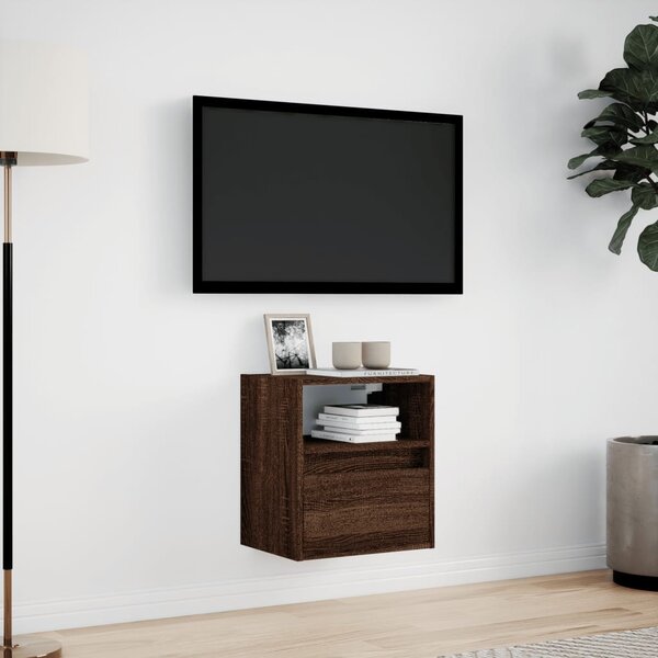 Barna tölgyszínű fali TV-szekrény LED-del 41 x 31 x 45 cm