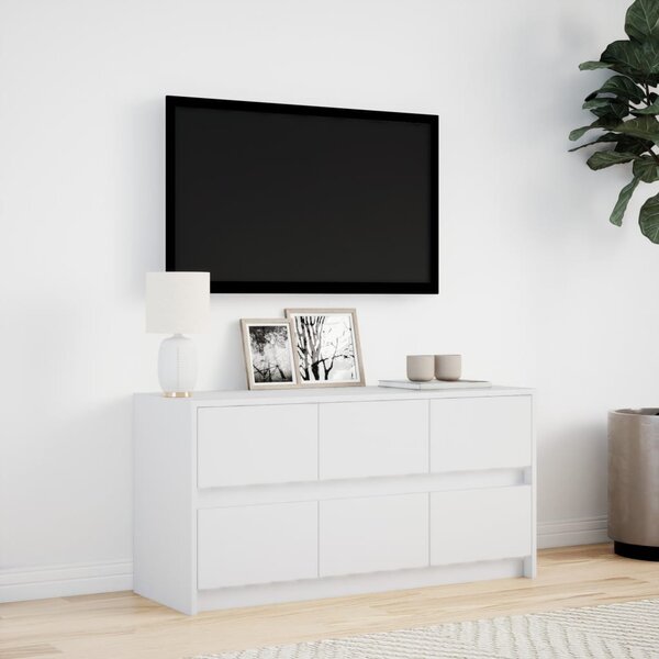 Fehér szerelt fa TV-szekrény LED-ekkel 100 x 34 x 50 cm