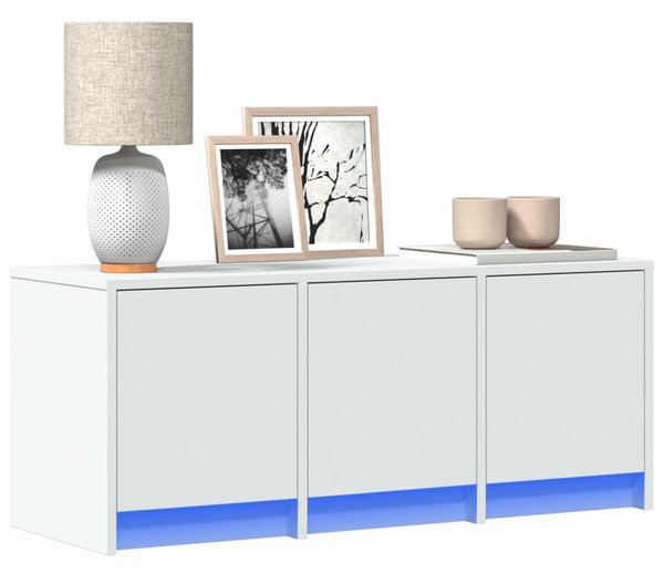 Fehér szerelt fa TV-szekrény LED-ekkel 97 x 34 x 40 cm