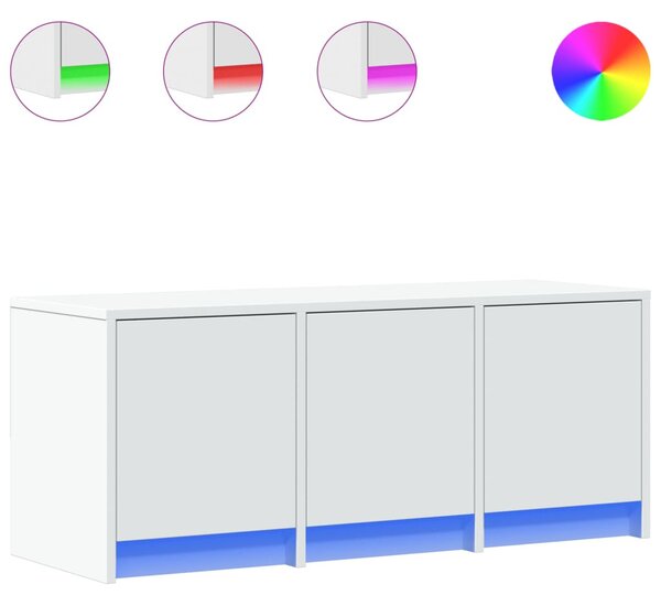 Fehér szerelt fa TV-szekrény LED-ekkel 97 x 34 x 40 cm