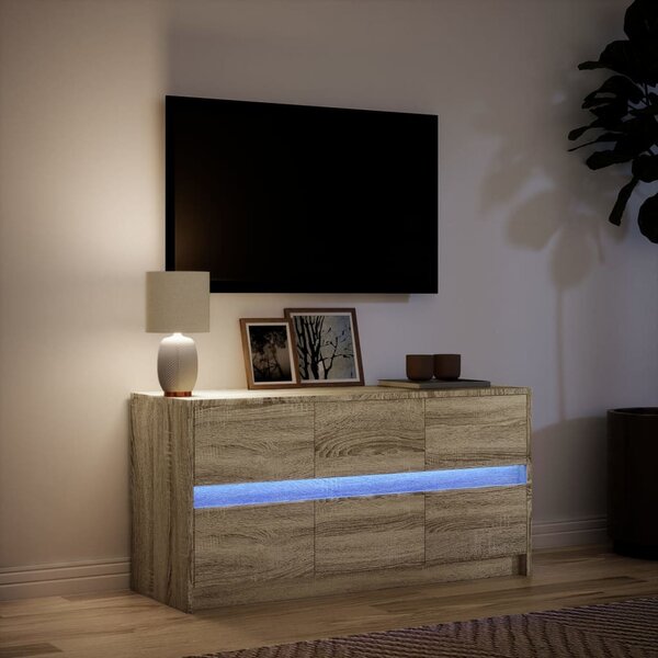 Sonoma tölgy színű szerelt fa LED-es TV-szekrény 100x34x50 cm