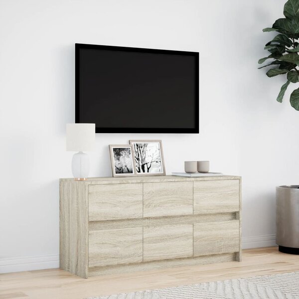 Sonoma tölgy színű szerelt fa LED-es TV-szekrény 100x34x50 cm