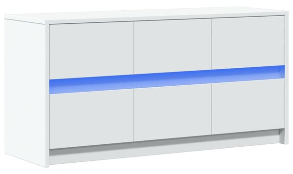 Fehér szerelt fa TV-szekrény LED-ekkel 100 x 34 x 50 cm