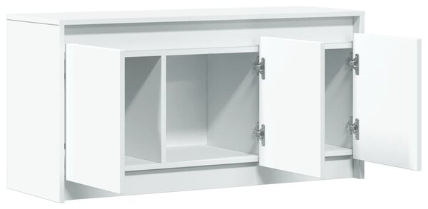 Fehér szerelt fa TV-szekrény LED-ekkel 100 x 34 x 50 cm