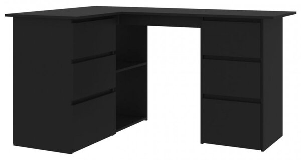 Fekete forgácslap sarok íróasztal 145 x 100 x 76 cm
