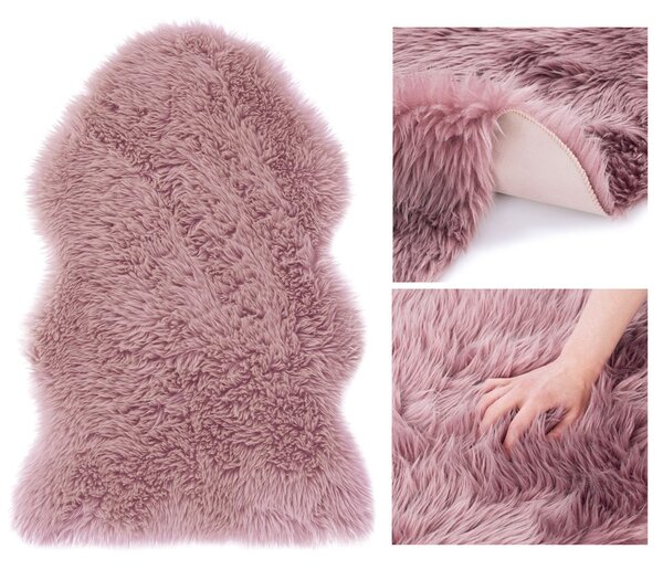DOKKA rózsaszín szőnyeg mesterséges báránybőrből 60x90 cm