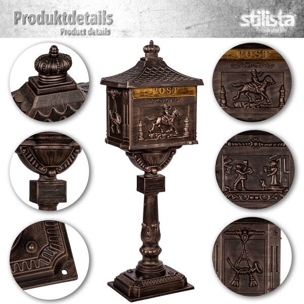 STILISTA Antik postaláda 118 cm sötét zöld