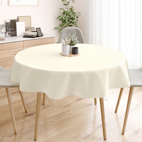 Goldea dekoratív asztalterítő rongo deluxe - krémszínű, szatén fényű - kör alakú Ø 140 cm