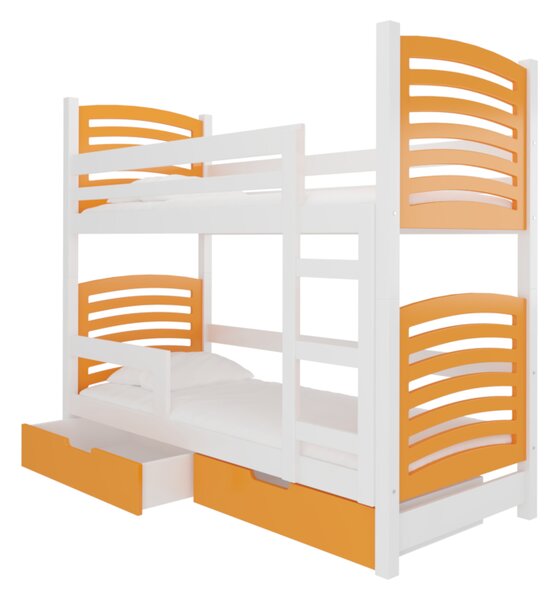 OSINA emeletes ágy, 180x75, fehér/narancs
