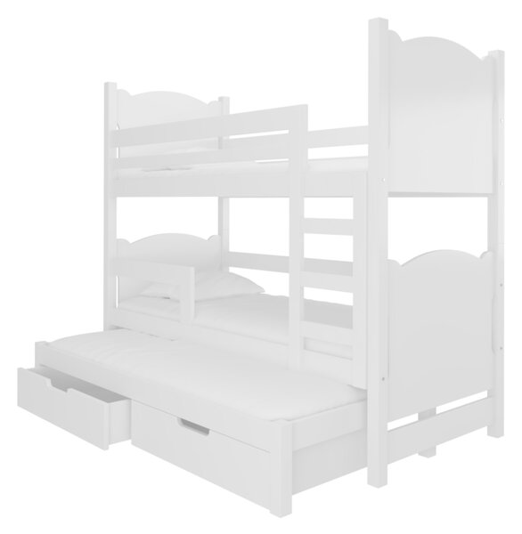 LETIA emeletes ágy, 180x75, fehér