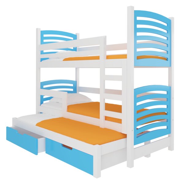 SORTA emeletes ágy, 180x75, fehér/kék