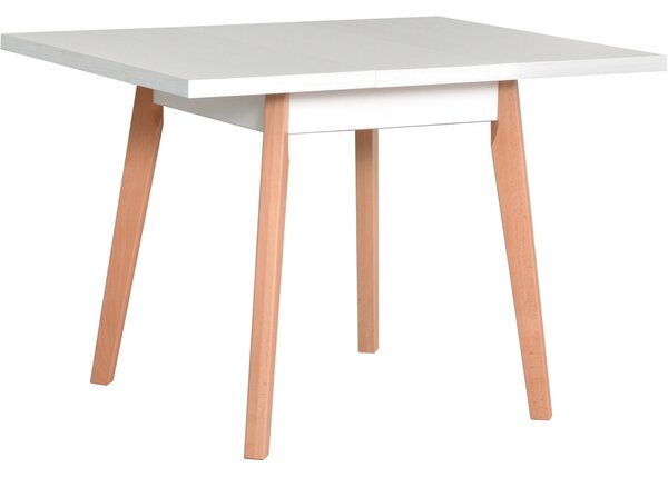 BUTORLINE Asztal OSLO 1 L 80x80/110 fehér laminált / természetes bükk