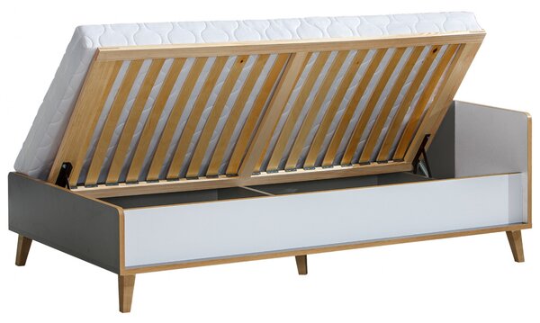 BUTORLINE Ágy 90x195 WERSA W10 antracit / riviera tölgy / gyémántfehér