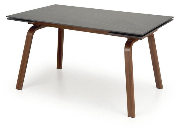 Asztal Houston 1520, Dió, Fekete márvány, 76x82x140cm, Hosszabbíthatóság, Kő, Fém