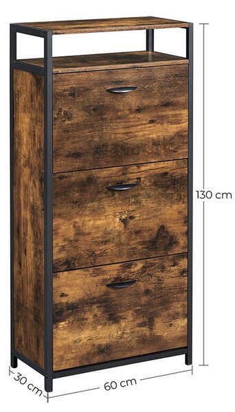 Rusztikus cipőtároló szekrény polccal 130cm