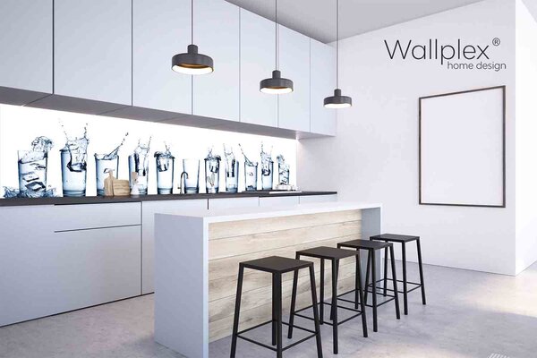 Wallplex falburkoló konyhapanel Vizes poharak (Méret: Közepes 60x180)