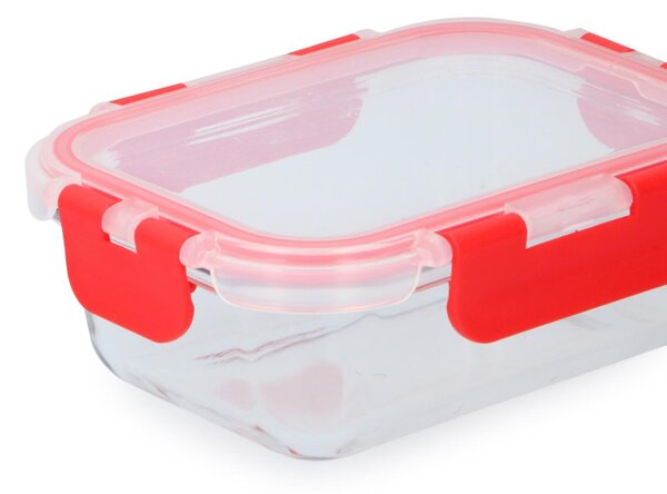 ÉTELTÁROLÓ 390ML 15,5X11,5CM BOROSZILIKÁT ÜVEG + MŰA. PATTINTÓS TETŐ