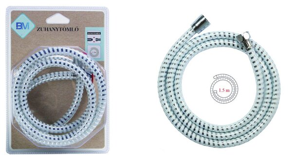 ZUHANYTÖMLŐ PVC/FÉM 14,2MM 1,5M