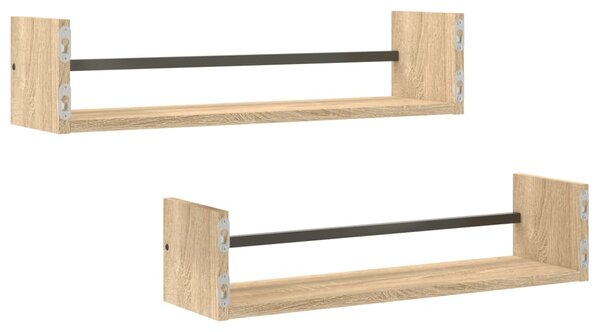 2 db sonoma tölgy fali polc rúddal 60 x 16 x 14 cm (835435)