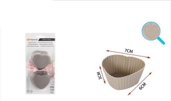 MUFFIN FORMA SZÍV SZILIKON 7X6X3CM 6DB/CSOM