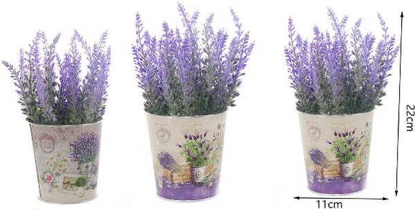 MŰVIRÁG FÉM CSEREPES LEVENDULA 22X11CM 2F