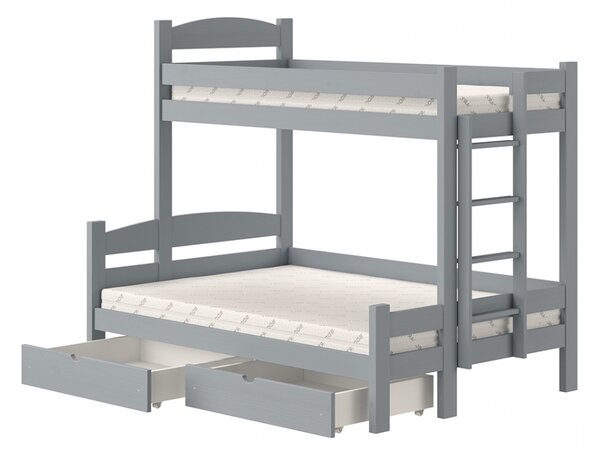 Lovic emeletes ágy, fiókokkal, jobb oldali - 90x200 cm/120x200 cm - szürke