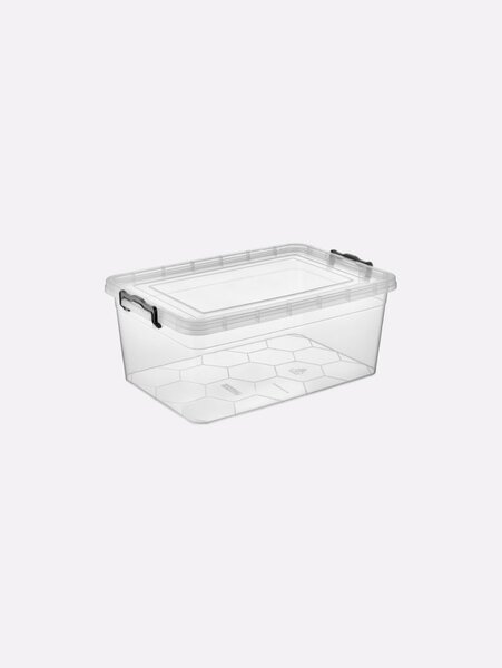 TÁROLÓDOBOZ SZÖGL. MŰA. PATENTZÁRAS TETŐVEL VÍZT./SZÜRKE 5L "ECO" 12,8*31*20CM
