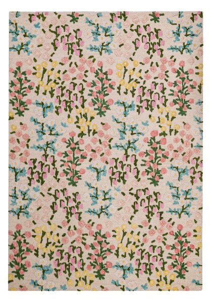 Krémszínű kézi szövésű gyapjú szőnyeg 160x230 cm Emilia Floral – Flair Rugs